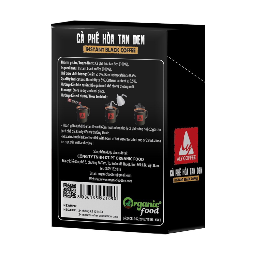 Cà phê Chồn hòa tan đen Aly Coffee - 15 gói x 2.5g
