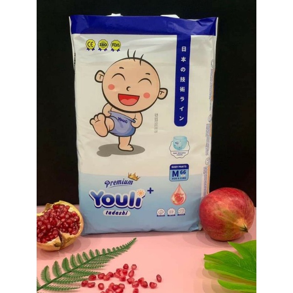 Tã Bỉm Dán/Quần YOULI BABY PANTS S112/M96/M88/L84/XL80/XXL72/XXXL68