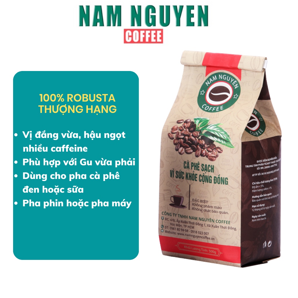 Cà phê nguyên chất rang xay Robusta Thượng hạng  dùng pha phim,pha máy từ Nam Nguyên Coffee