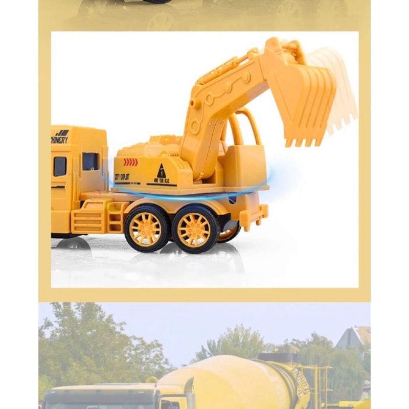Set 4 xe ô tô ( xe công trình) chạy đà cho bé