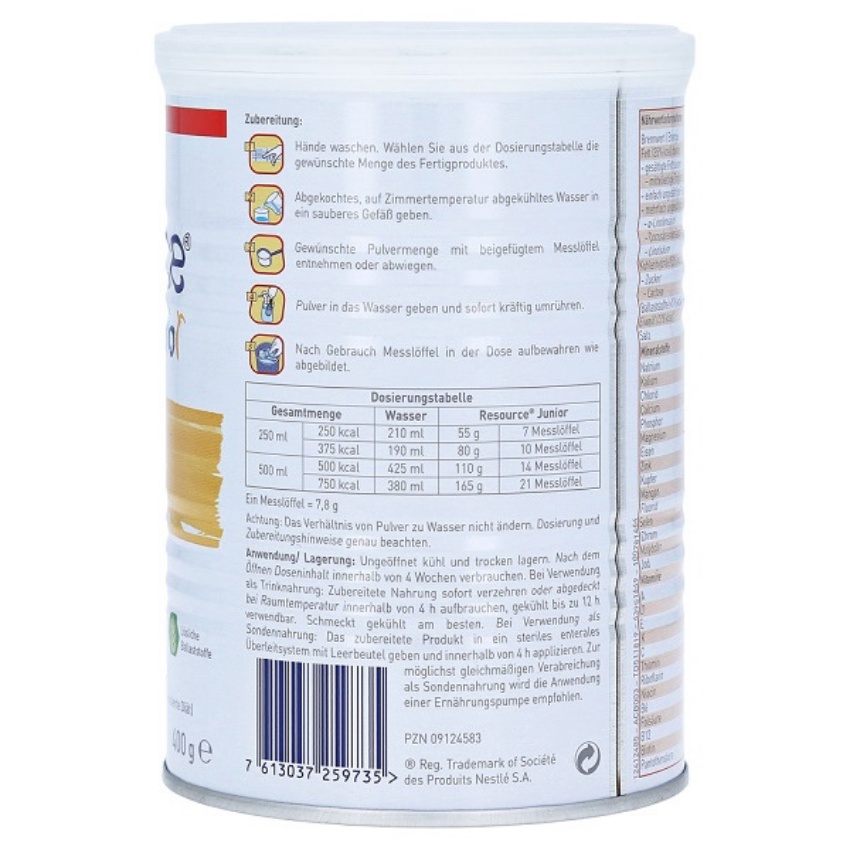 Sữa tăng cân cho trẻ biếng ăn suy dinh dưỡng chậm lớn Nestle Resource Junior 400g Đức hỗ trợ ăn ngon hấp thụ tốt an toàn