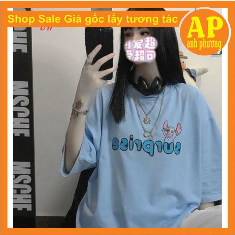 Áo phông thú xanh SupriseÁo thun tay lỡ form thụng Unisex nam nữÁo hoạt hình Oversize Free ship