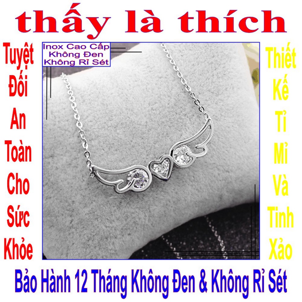 Dây chuyền bé gái đôi cánh đính đá phối trái tim xinh xinh - An toàn cho trẻ -Cam kết 1 đổi 1 nếu hoen , gỉ sét