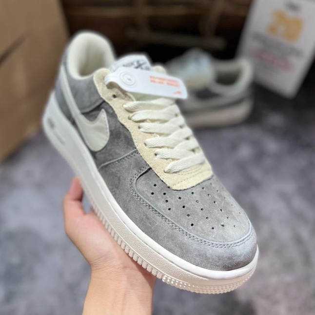 Giày Sneaker Air_Force1 Greay Pavy Tale,Af1 Xám Da Lộn Tặng Tất