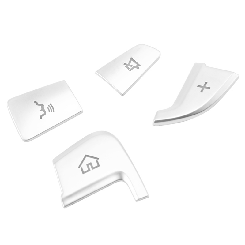 Set 12 Miếng Dán Nút Vô Lăng Xe Hơi Mercedes Benz GLC X253 2015 2016 &amp; C Class W205 2014 2015 Bằng ABS Màu Bạc