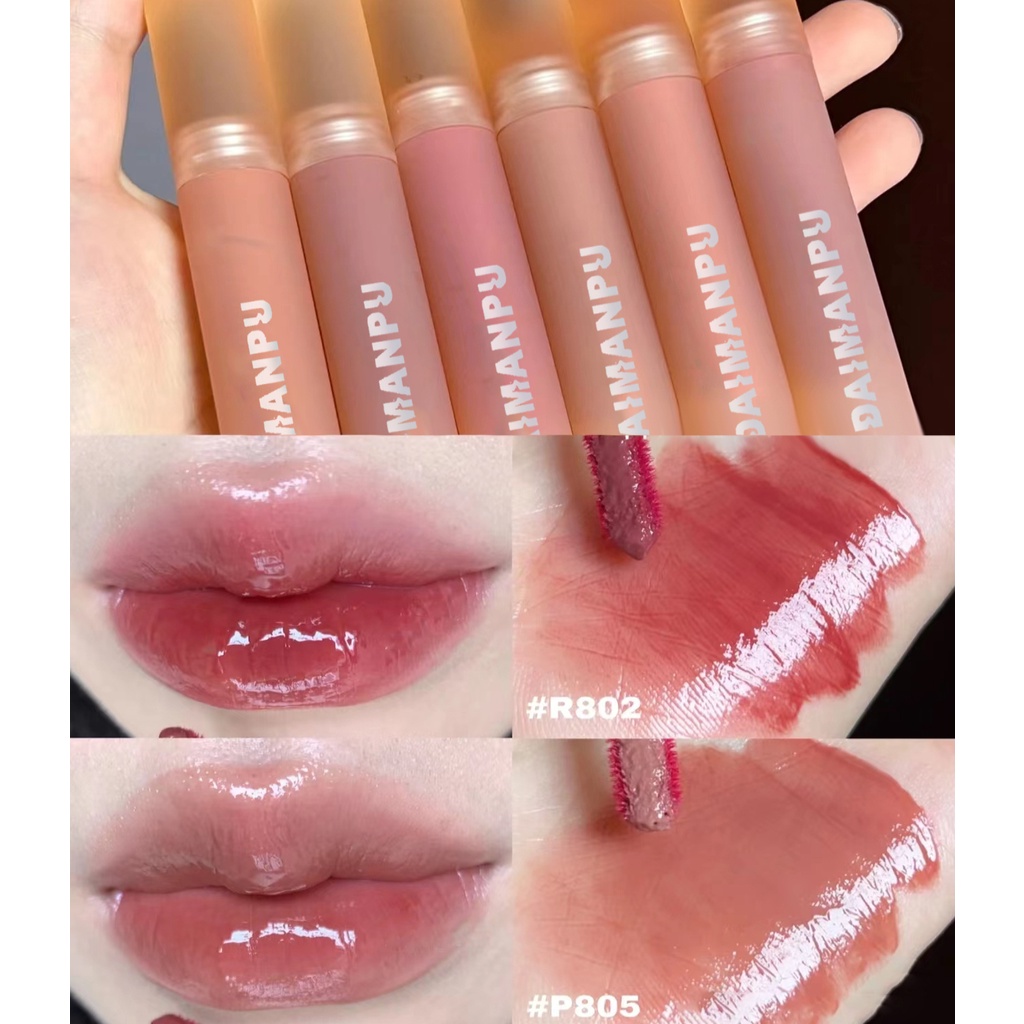 Son Bóng DAIMANPU Màu Nude Nhạt Mềm Mượt Dưỡng Môi Chống Thấm Nước Hàng Nội Địa Trung /Dưỡng Ẩm Tiện Dụng Chất Lượng Cao