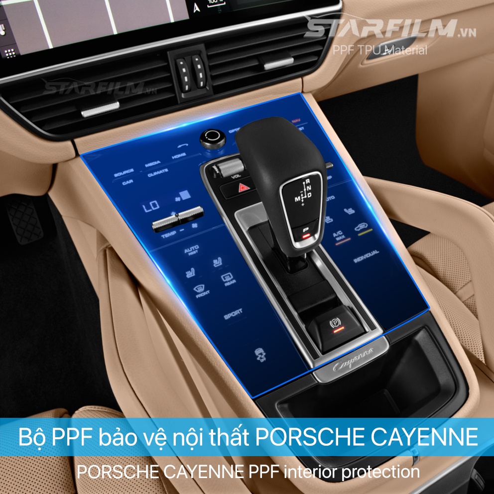 Bộ PPF bảo vệ chống xước nội thất STARFILM cho Porsche Cayenne 2022
