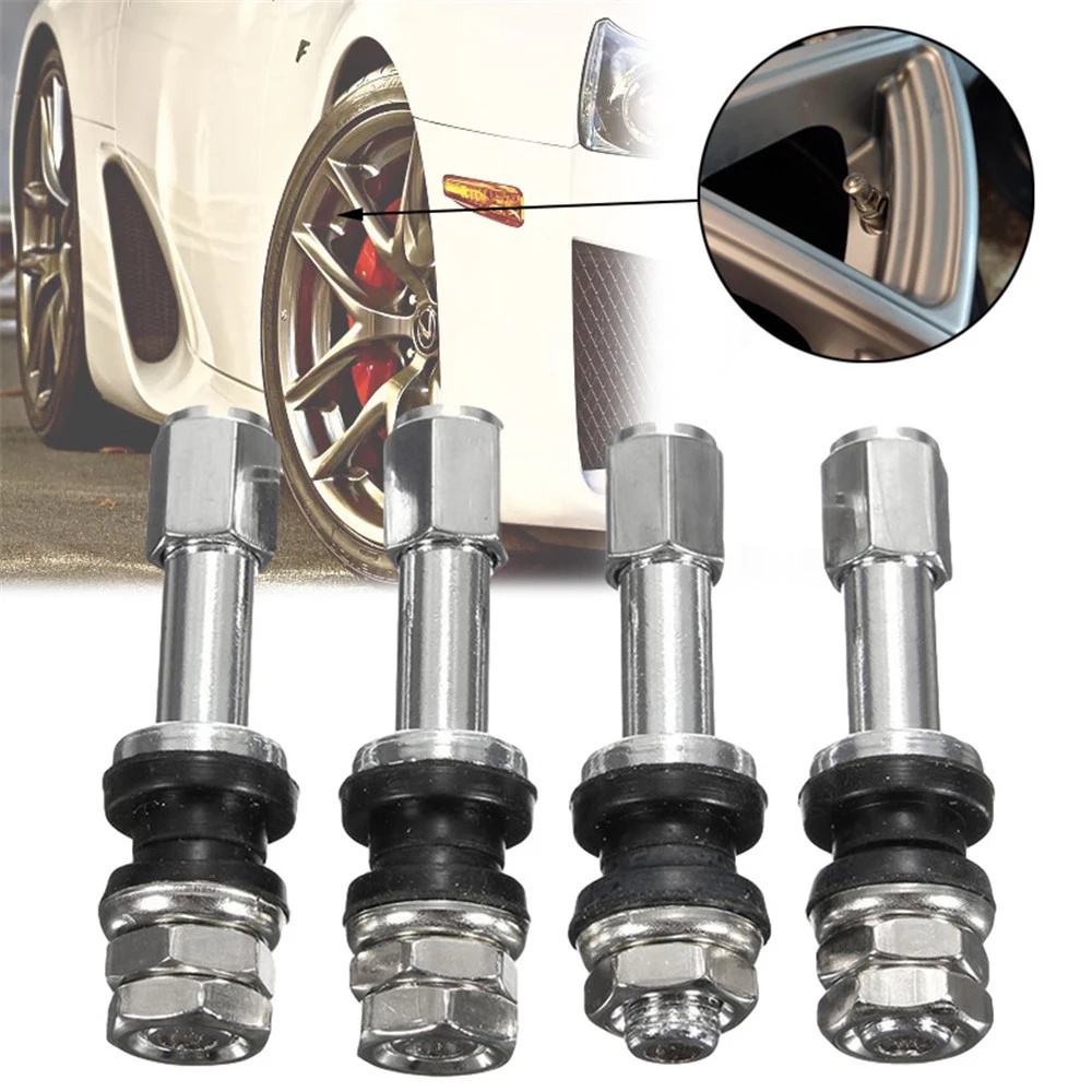 Nắp van bánh xe hơi/ xe máy/ xe đạp không ruột bằng hợp kim nhôm màu đỏ TR48E màu đen