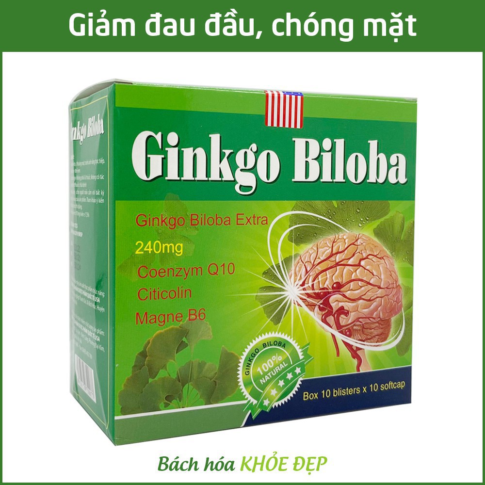 Hoạt huyết dưỡng não Ginkgo Biloba 240mg  ( Xanh - Não ) giảm đau đầu, hoa mắt, chóng mặt, rối loạn tiền đình