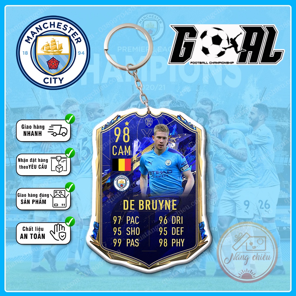 Móc khóa thẻ CLB Man City Season 2022-2023   - Thiết kế với mọi cầu thủ