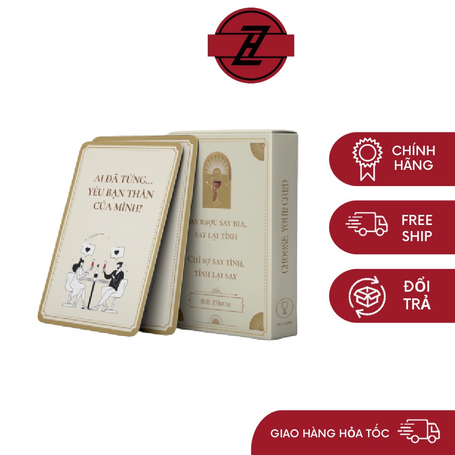 Bộ bài drinking Truth or Dare board game Lúk Lắk Luk Lak màu vàng trắng cho cặp đôi bạn bè gắn kết tình cảm ZHouse