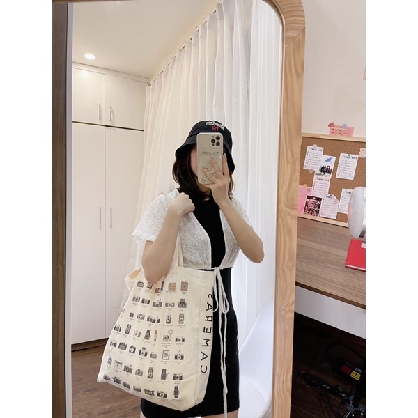 T180/Túi Bao Bố hình camera vintage