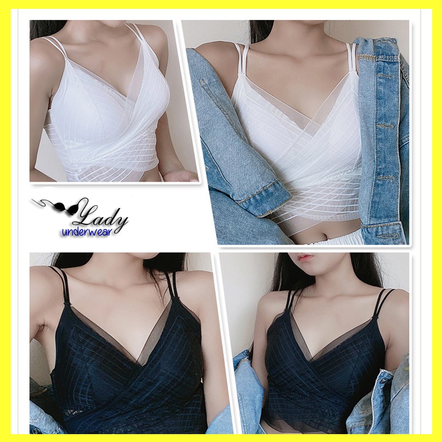 Áo bra nữ ren kiểu pháp cao cấp, Áo Bralette không gọng khóa dán New Arrivals 2021 free size