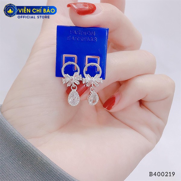 Bông tai bạc nữ Hoa thủy tiên đá chất liệu bạc S925 thời trang phụ kiện trang sức nữ thương hiệu Viễn Chí Bảo B400219
