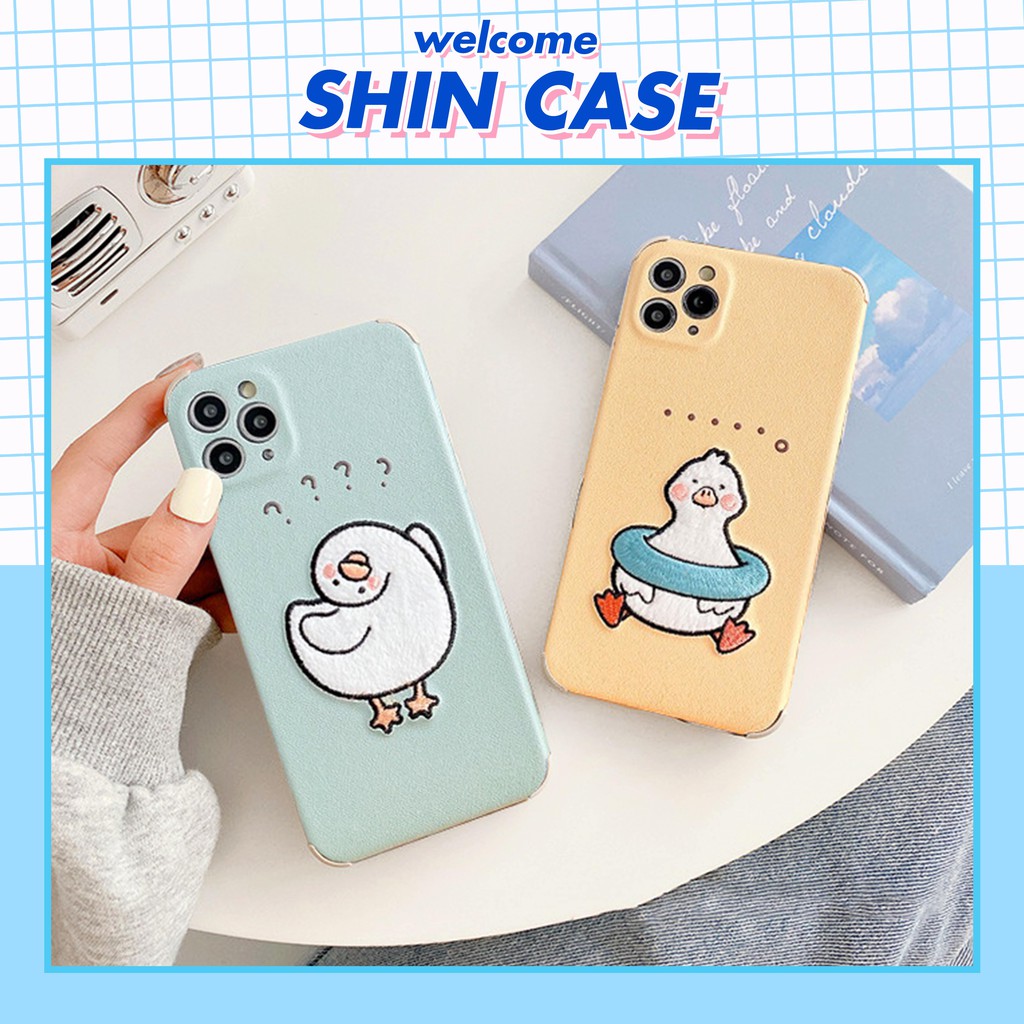 Ốp lưng iphone Vịt nhỏ thêu viền chống va đập 5/5s/6/6plus/6s/6splus/7/7plus/8/8plus/x/xr/xs/11/12/pro/max/plus/promax