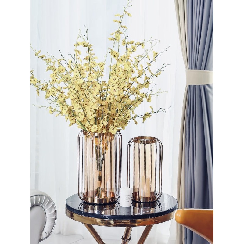 🌼Bộ 2 Bình thủy tinh Golden Royal Decor Nội Thất Phòng Khách hiện đại 🌼🍁Lọ hoa trang trí để bàn đẹp giá rẻ🍁✨F20Beauty✨