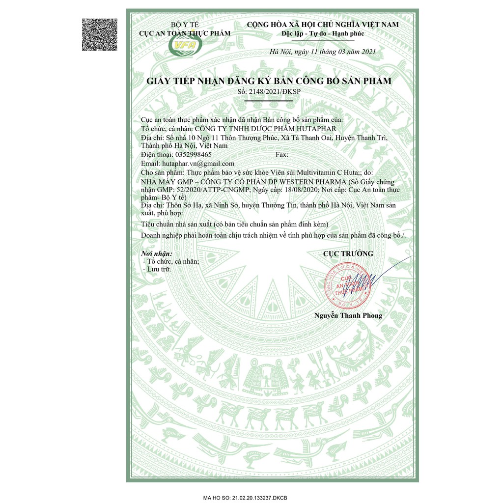 Sủi bổ sung 9 loại vitamin & khoáng chất Multivitamin Huta tăng sức đề kháng tuýp 20 viên