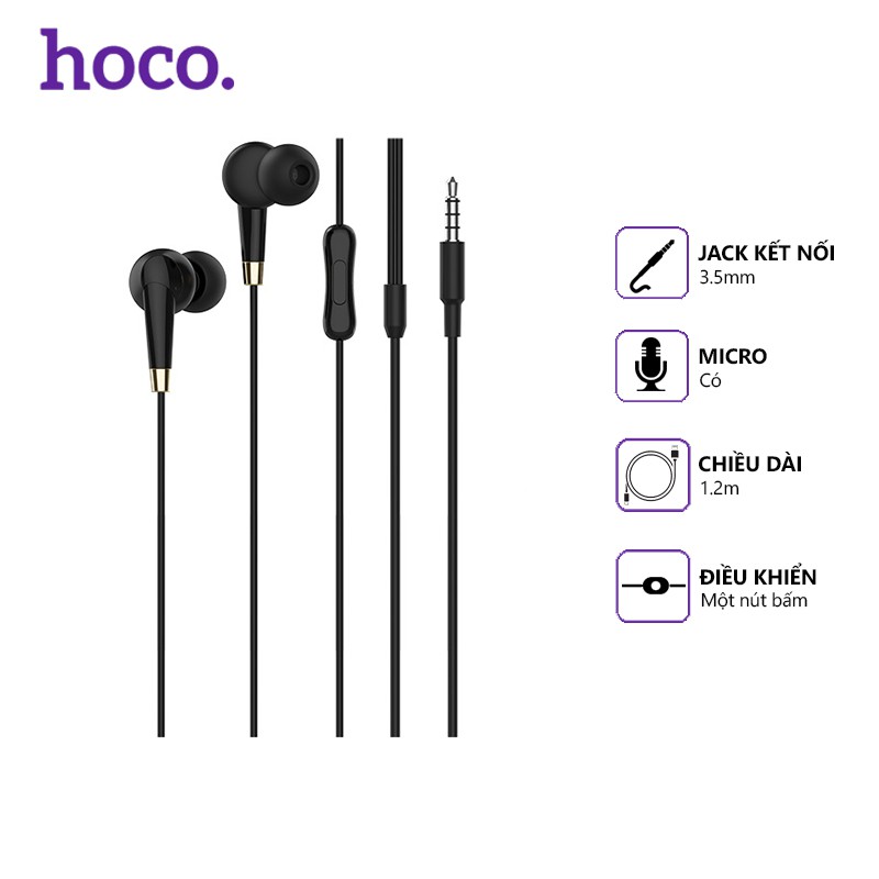 Tai nghe dây Hoco M58 jack 3.5mm, dài 1.2m, tương thích nhiều thiết bị