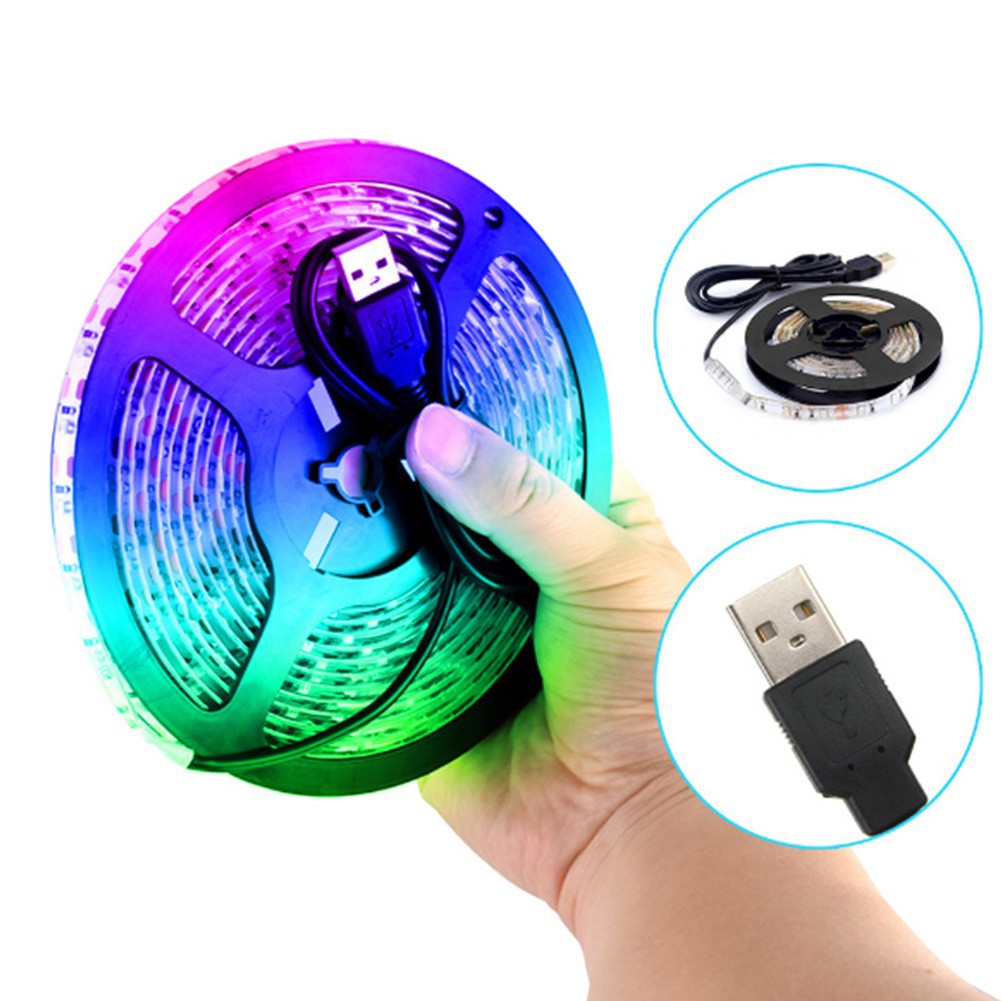 Đèn LED dây dài 1m 5V 5050 RGB thay đổi màu sắc , có đầu cắm USB , dùng cho TV , PC
