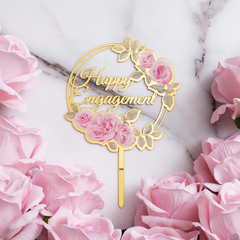 Cây cắm trang trí bánh kem hình chữ Mr&Mrs Happy Wedding