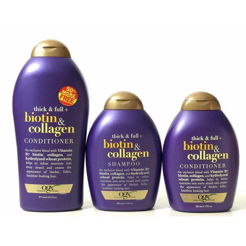 Bộ Gội Xả OGX Biotin &amp; Collagen Làm Dày Tóc 385ml