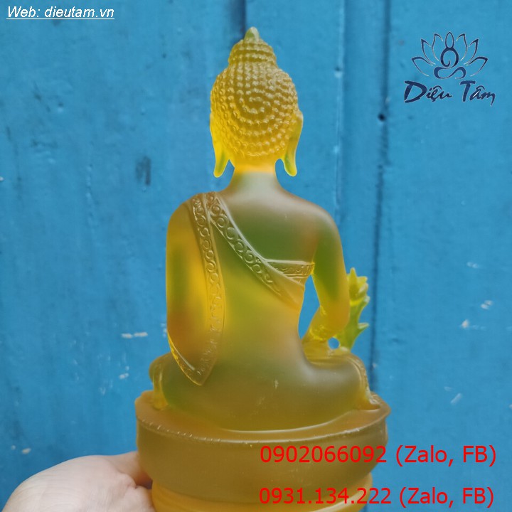 Tượng phật dược sư lưu ly quang vương cao cấp màu vàng 19cm