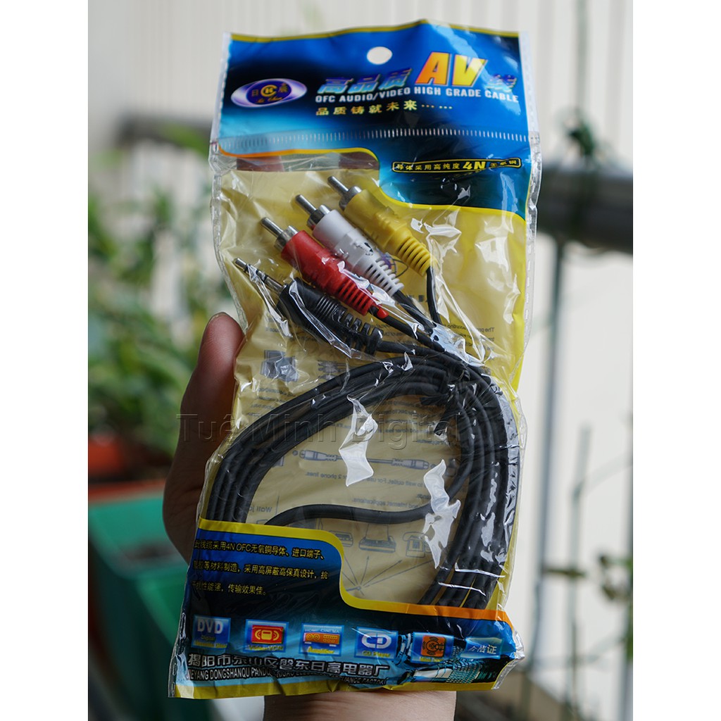 Cable AV 1 to 3 - Cáp 1 đầu jack 3.5 ra 3 đầu hoa sen