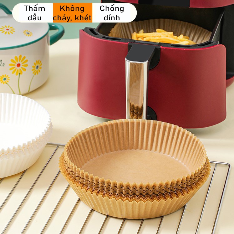 Giấy lót nồi chiên không dầu, giấy nến lót nồi chiên không dầu, hấp bánh bao thấm dầu, chống dính cao cấp [CHÍNH HÃNG]