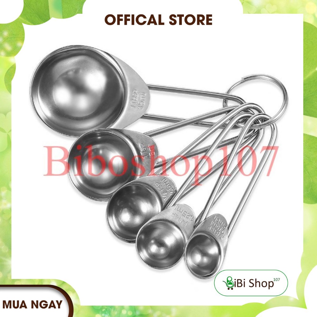 [Siêu rẻ] Bộ Muỗng Đong Inox 5 Thìa