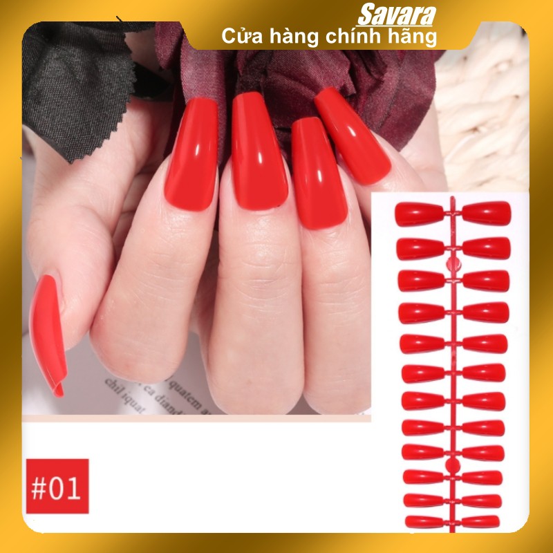 Móng tay giả kiểu Ballerina dài 24 cái/thanh màu 01