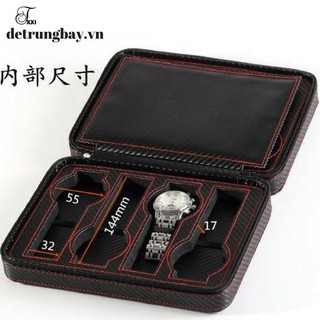 Hộp Đựng Đồng Hồ Du Lịch 8 Ngăn Vân Cacbon