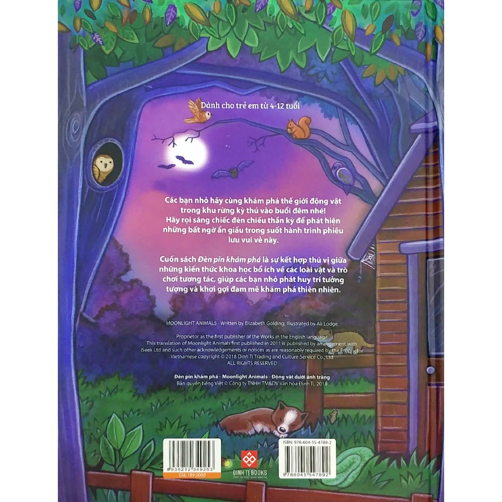 Sách - Đèn Pin Khám Phá - Moonlight Animals - Động Vật Dưới Ánh Trăng