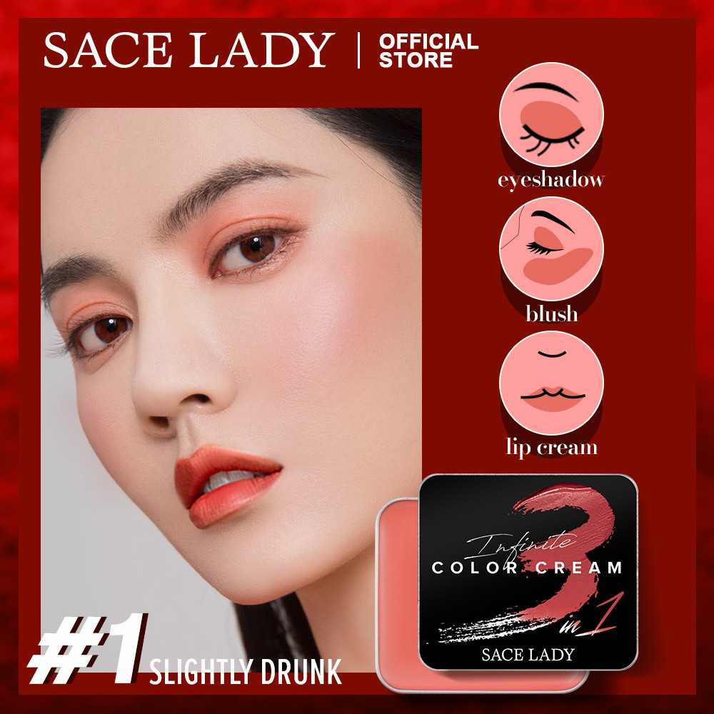 Kem trang điểm SACE LADY 8g/0.28Oz dòng Infinite 3 trong 1 làm má hồng/ son môi/ phấn mắt chuyên dụng | BigBuy360 - bigbuy360.vn