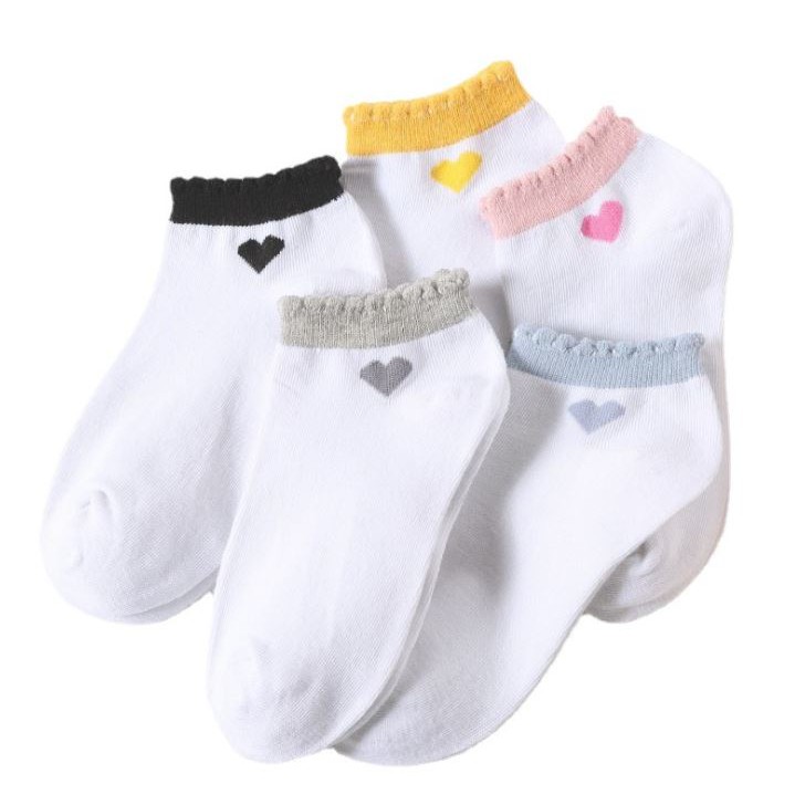 Set 10 Đôi Tất Vớ Nữ Phối Tim cổ bèo như hình