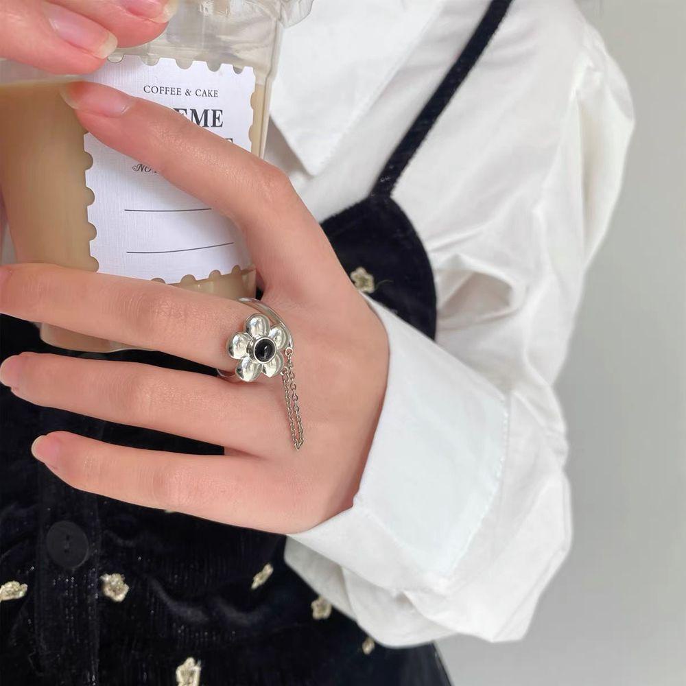 Nhẫn Hở Mạ Vàng / Bạc 2K Mặt Hình Hoa Đơn Giản Thời Trang Cho Nữ