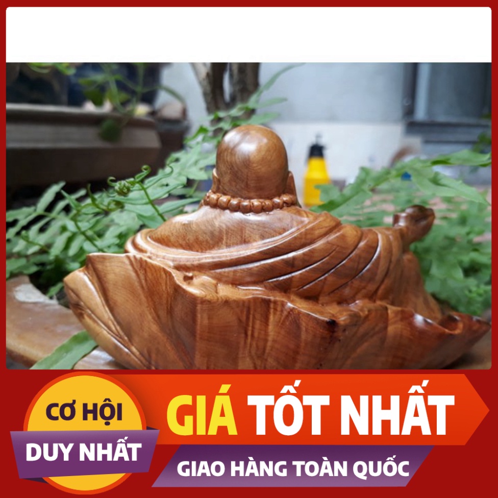 ((GIÁ GỐC )) Tượng Phật Di Lặc để xe ô tô ngồi lá sen gỗ bách xanh