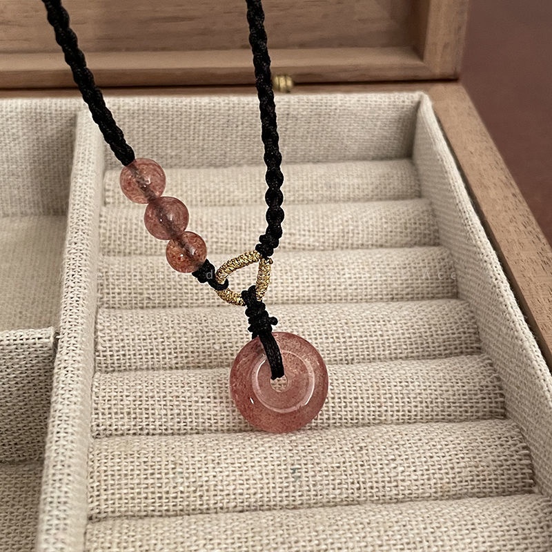 Vòng cổ Mặt Quả Dâu Tây Đính Pha Lê Thời Trang Thanh Lịch Dành Cho Nữ
