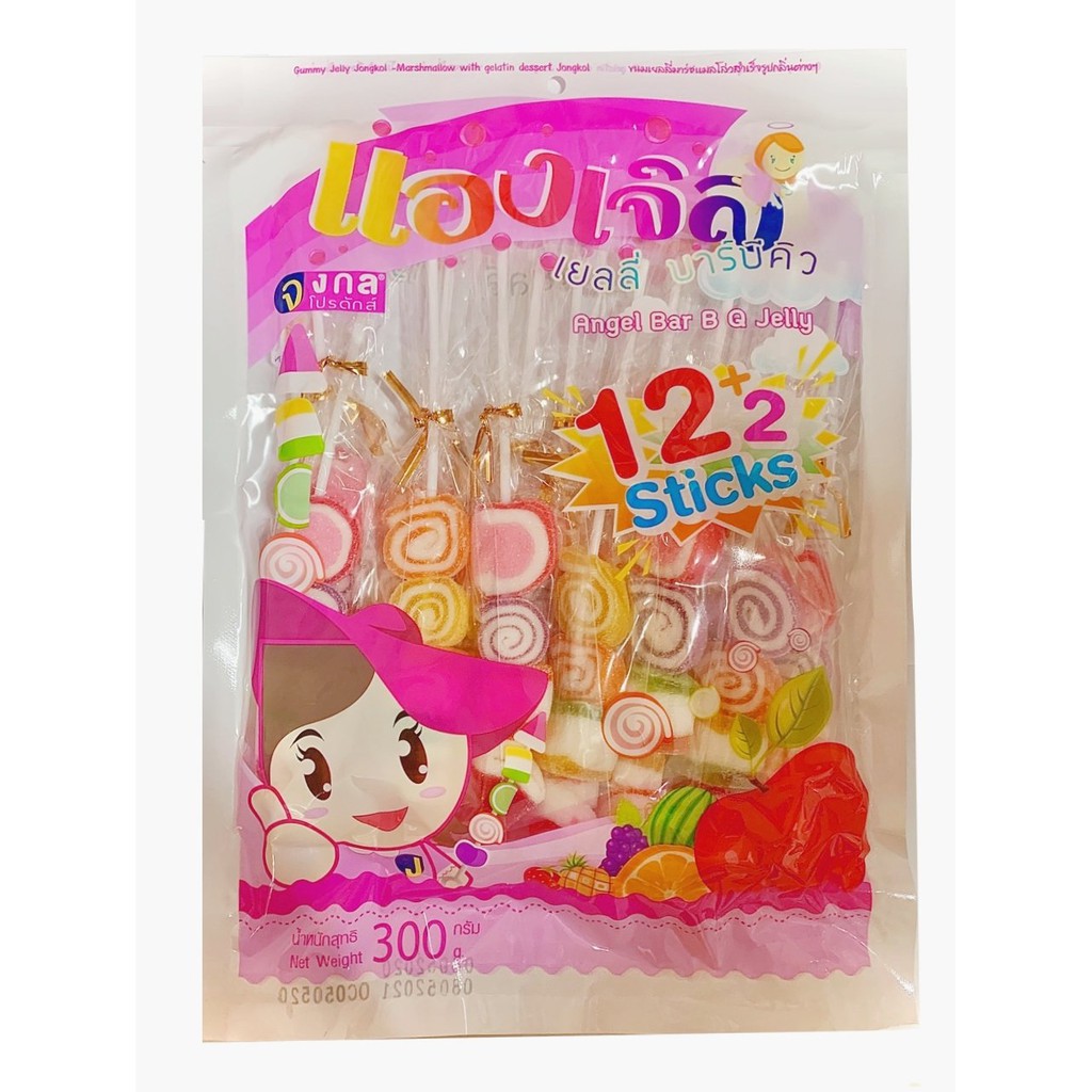 Kẹo dẻo Marshmallow Jongkol 300g (14 que/gói, 24 gói/thùng)