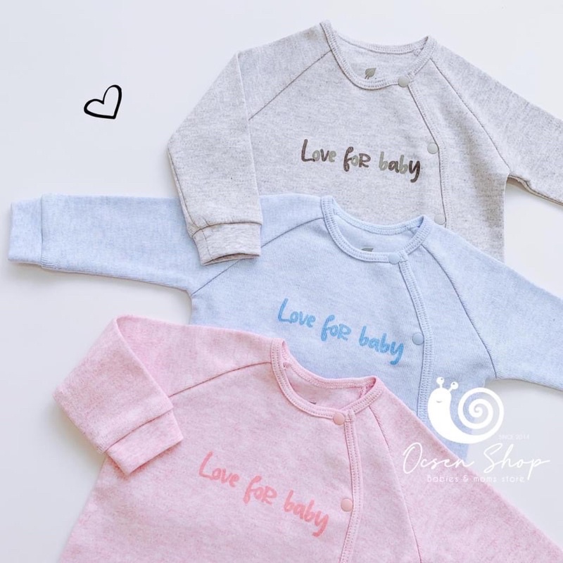 Bộ sơ sinh LULLABY cài chéo cài lệch vải cotton nỉ dày thu đông NH699P