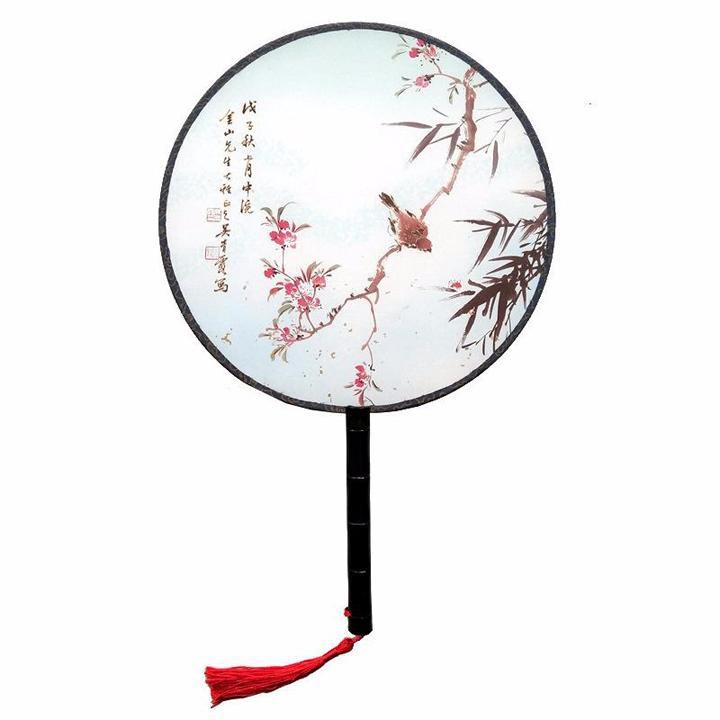 (52k) Quạt tròn cổ trang dây tuyến vải lụa quà tặng xinh xắn cosplay