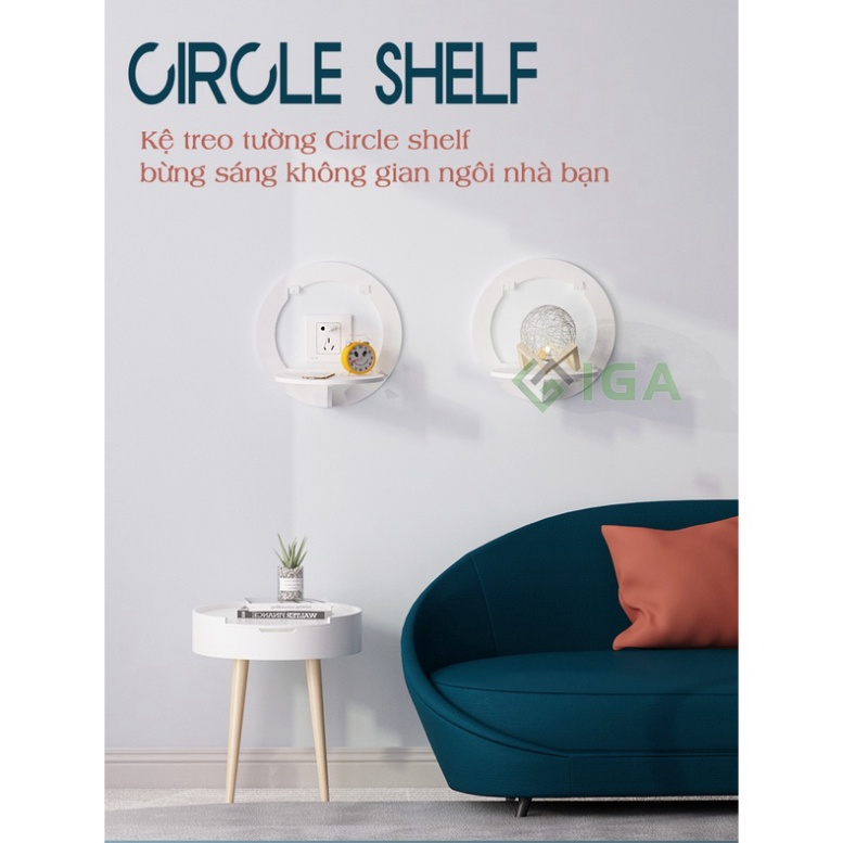 Kệ tròn, kệ trang trí treo tường cho phòng khách thêm sang trọng - IG389