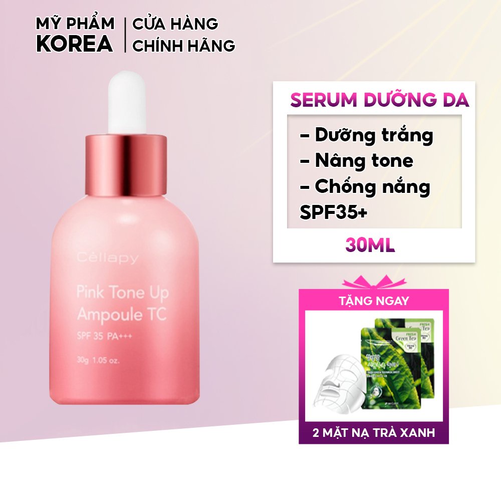 Serum trắng da nâng tone chống nắng Pink Tone Up Ampoule SPF 35+ PA++++ Hàn Quốc 30ml giúp bảo vệ da trắng sáng da