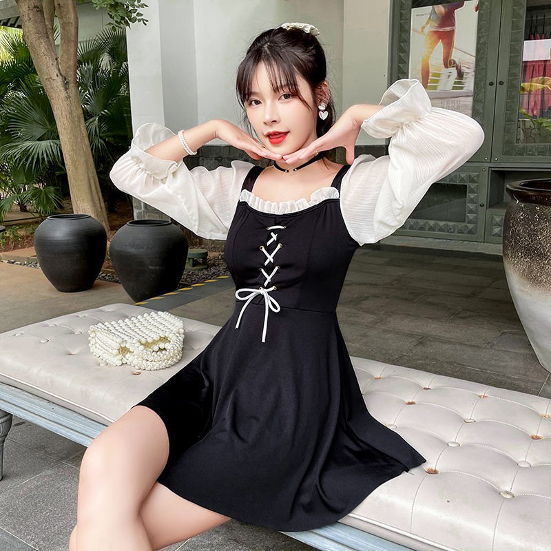 Tủ đựng & Hộp lưu trữÁo tắm một mảnh nước nóng màu đỏ lưới xẻ tà kiểu mới nữ dáng dài chống nắng Bảo thủ Thương h