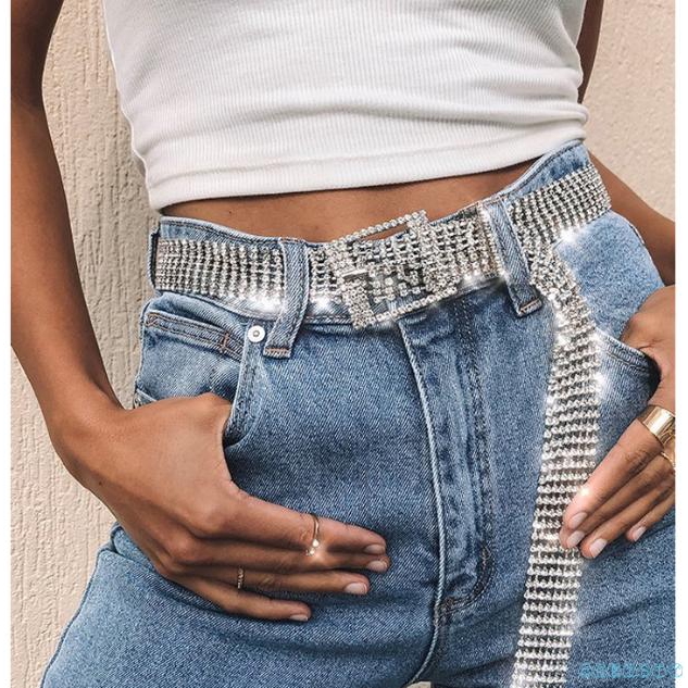 Thắt lưng đính kim tuyến lấp lánh thời trang dài 120cm cao cấp cho nữ