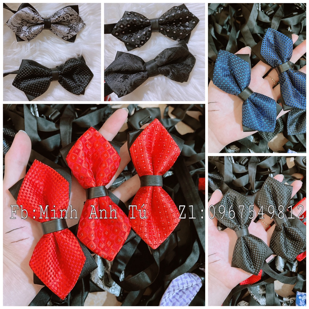 Nơ đeo cổ nam, Nơ nhọn 2 lớp cho chú rể [Cao Cấp]