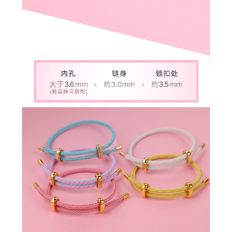 [Hàng Có Sẵn Giao Hàng Ngay Lập Tức] Vòng Tay Dây Thừng Xỏ Hạt Cườm Bán Vĩnh Viễn Hình Gấu Dâu Tây Chống Oxy Hóa Có Thể Điều Chỉnh Được diy Dây Thép Cát Vàng Độ Cao Không Gây Dị Ứng Cho