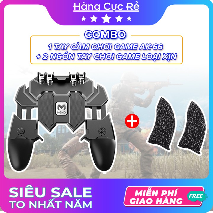 Combo 1 Tay cầm chơi game HCR-AK66 + 2 Ngón tay chơi game loại xịn Freeship Shop Hàng Cực Rẻ