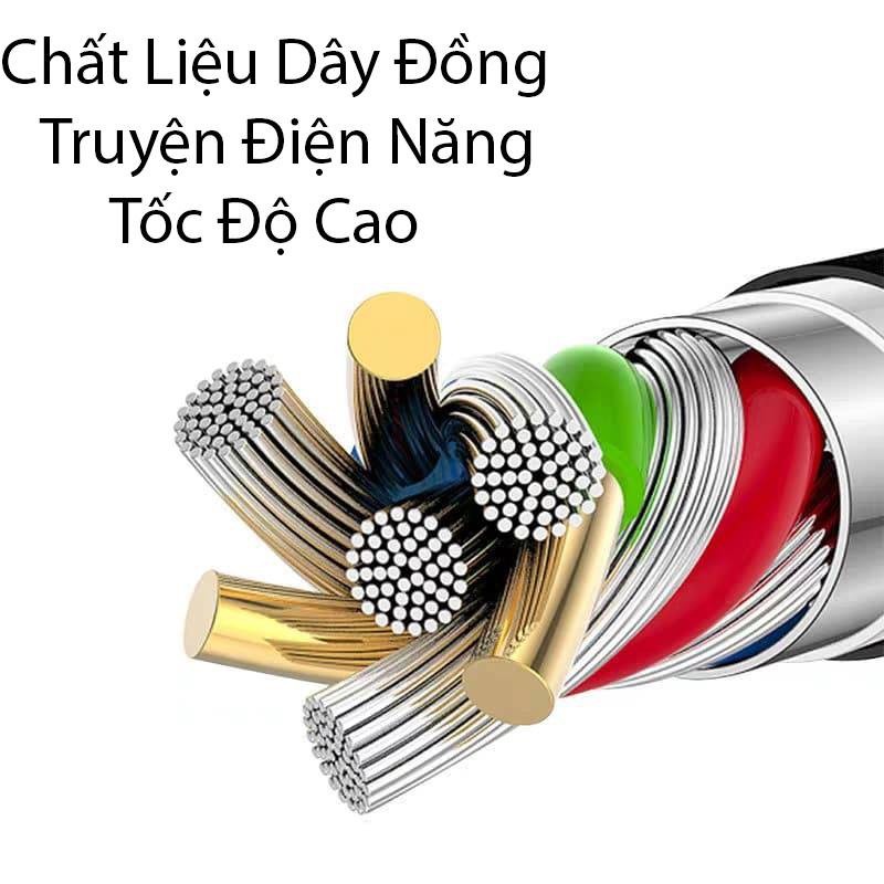 Dây Cáp Sạc 3 Đầu Thông Minh Sạc Iphone Android Type-C Sạc Nhanh Cực Bền Với Dây Dù Cao Cấp