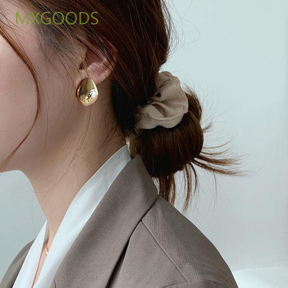 Cặp bông tai hình giọt nước cỡ lớn bề mặt sáng bóng hợp thời trang