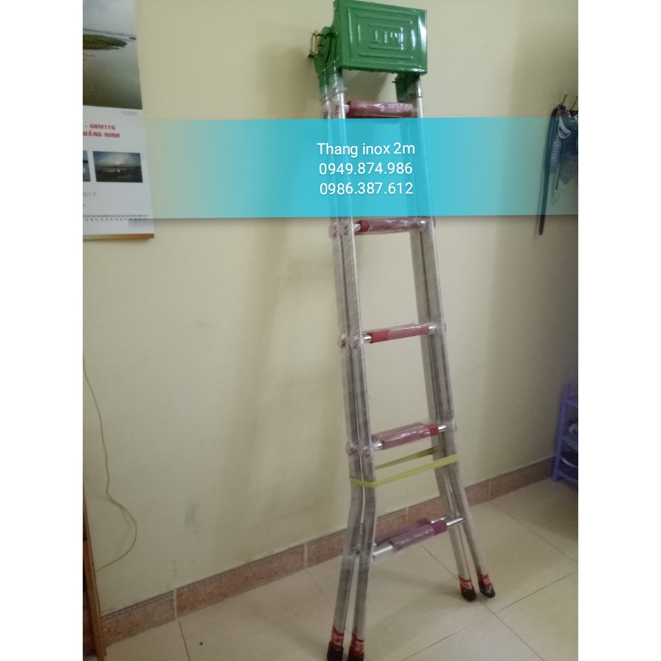 Thang inox chữ A Dày loại 1 cao 2m